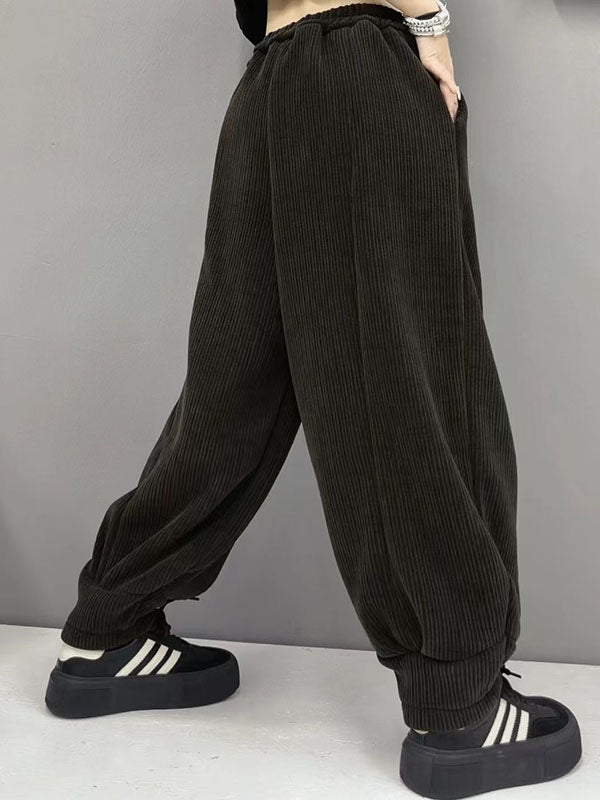 Elasticity Solid Color Velvet Loose Half Pants