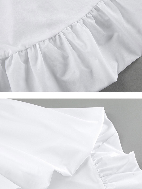Elasticity Pleated Solid Color Split-Joint High-Low Sleeveless Tube Blouses&Shirts Tops