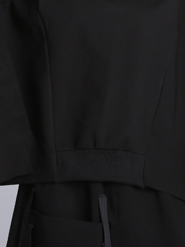Solid Color Asymmetric High-Neck Loose Batwing Sleeve Sweatshirt