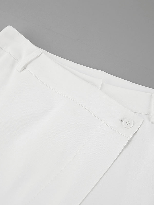 Asymmetric Solid Color Split-Joint Loose Straight Leg Trousers Suit Pants