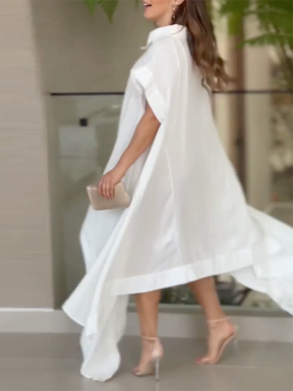 Asymmetric Printed High-low Loose Maxi Dresses