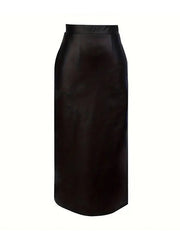Pockets Solid Color Split-Side High Waisted Loose Skirts Bottoms