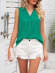 Solid Color Loose Sleeveless V-neck Vest Top