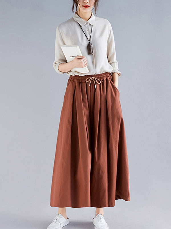 Urban Drawstring High Waisted Wide Leg Pants Culotte