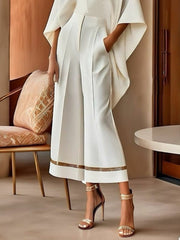Wide Leg Pockets Solid Color Pants