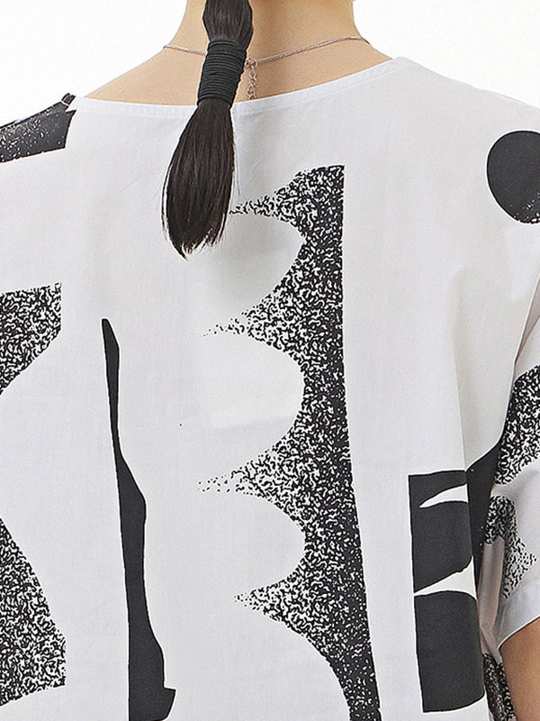 Printed Loose Short Sleeves Round-neck T-Shirts Tops