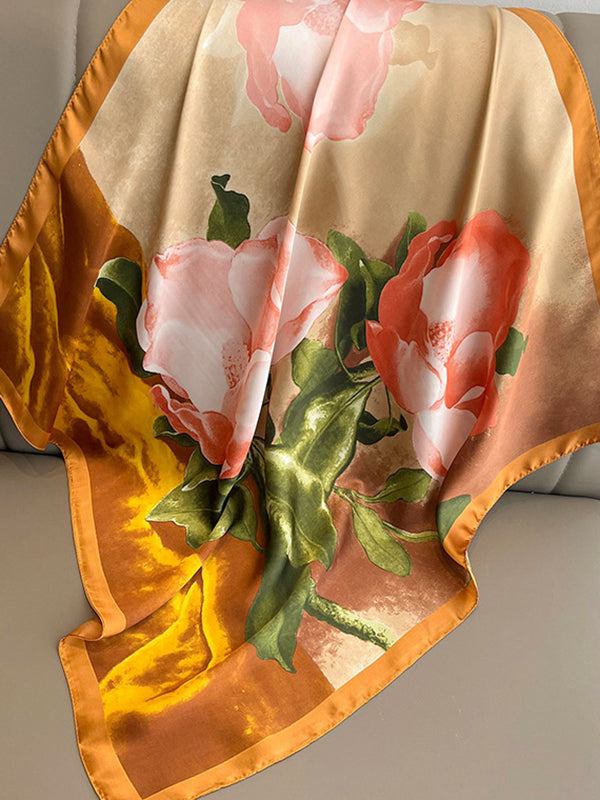 Floral Printed Square Scarfs&Hats