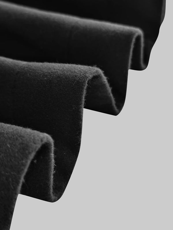 A-Line Long Sleeves Buttoned Pockets Solid Color Zipper Lapel Woolen Coat