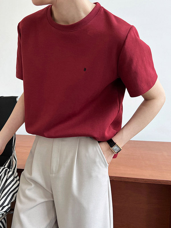 Embroidered Loose Short Sleeves Round-Neck T-Shirts Tops