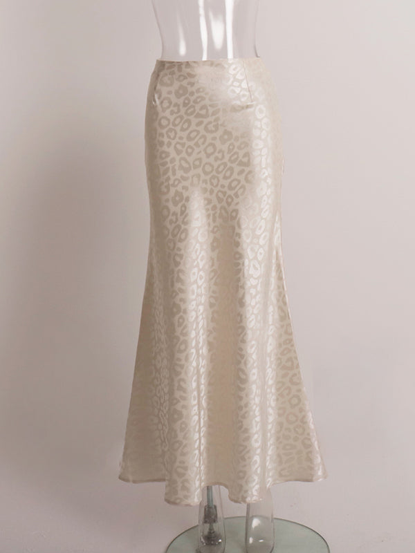 Jacquard Leopard Split-Joint Bodycon High Waisted Skirts Bottoms