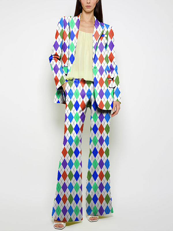 Pockets Printed Loose Wide Leg Trousers Pants