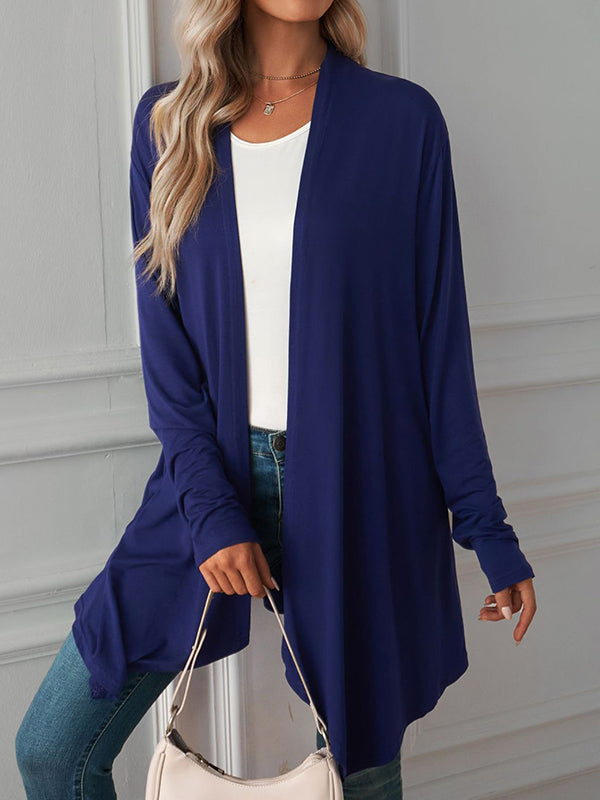 Solid Color Long Sleeves Loose Statement Collar Outerwear