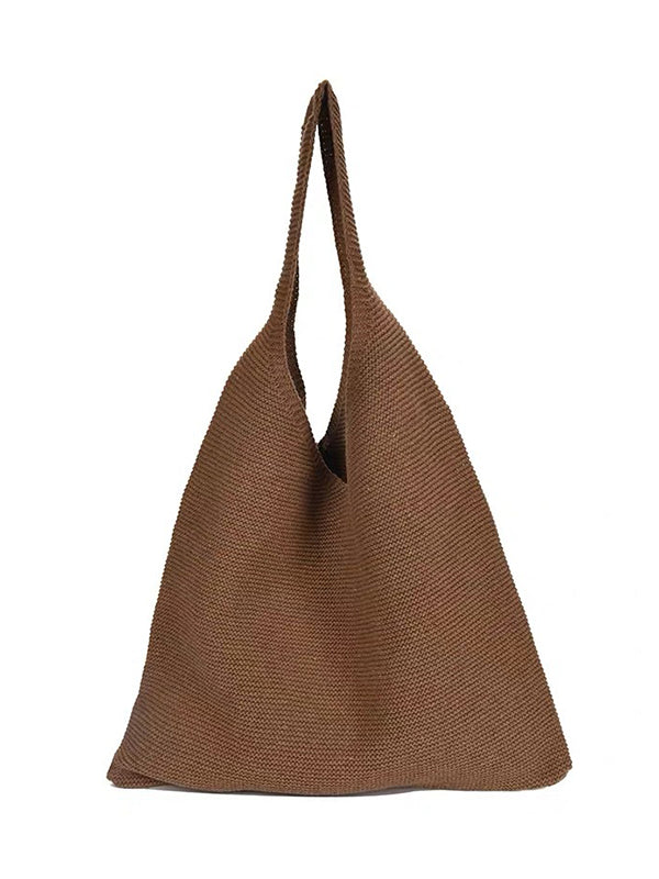 Solid Color Woven Handbag Bags