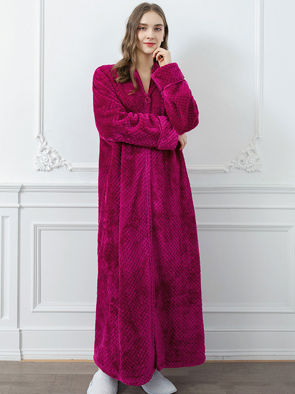 Comfortable Solid Flannel Pajama Robe