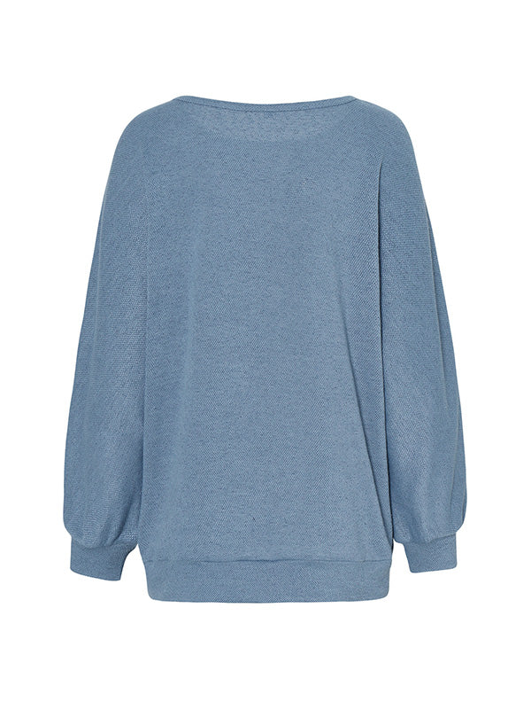 Split-Joint Long Sleeves Loose Round-Neck T-Shirts Tops