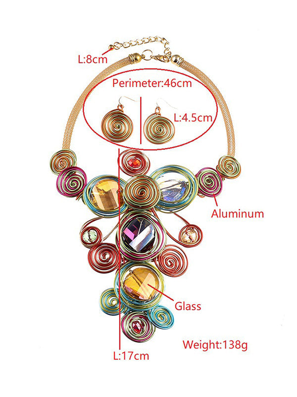 Geometric Artisan Gemstone Wirework Necklace & Earring Set