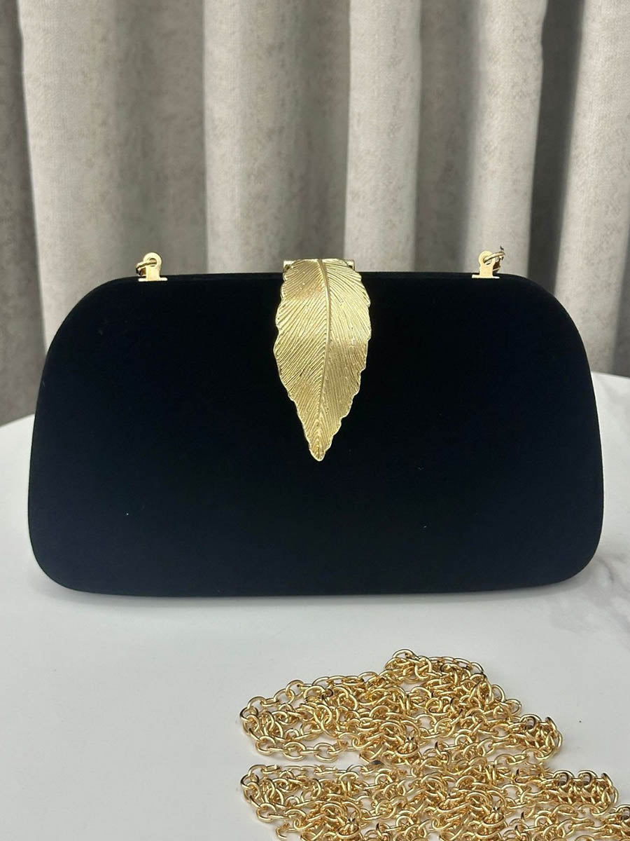 Chains Leaves Shape Lock Pleated Evening Bags & Clutches Crossbody Bags