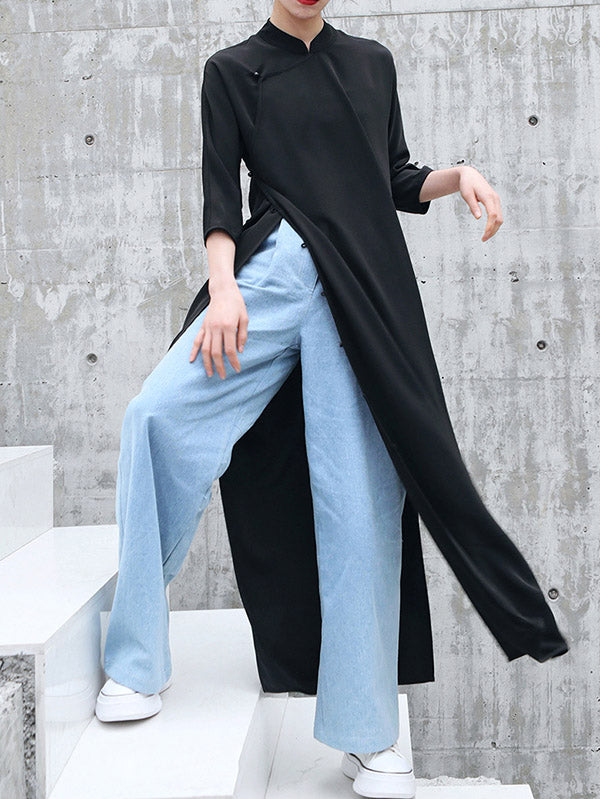 Vintage Solid Buckle Long Cheongsams