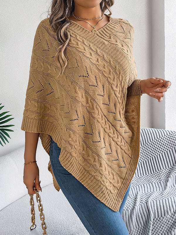 Solid Color Half Sleeves Loose V-neck Cape