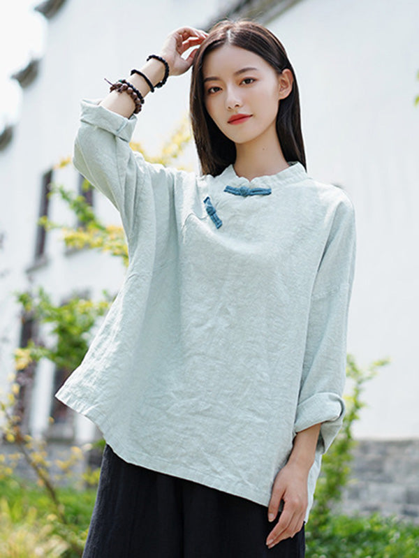 National Style Button Linen Shirt