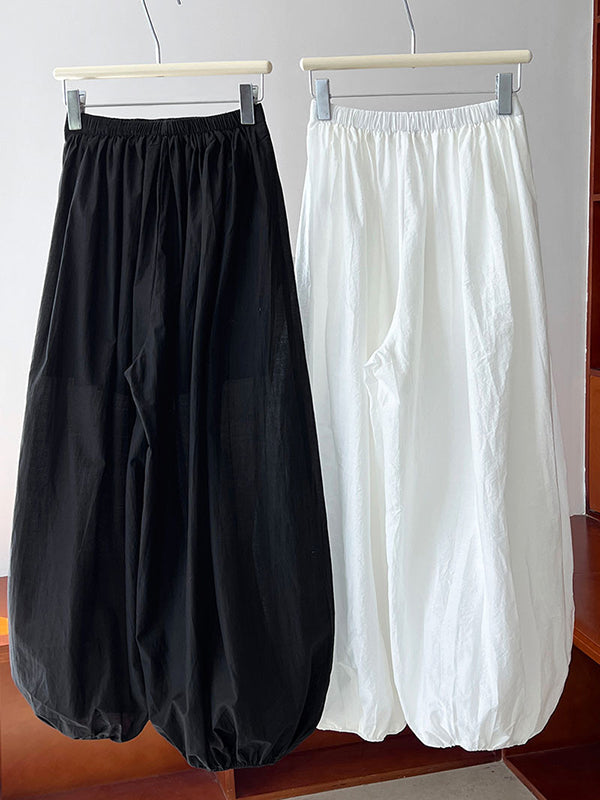 Elasticity Solid Color Split-Joint Harem Pants High Waisted Trousers Pants
