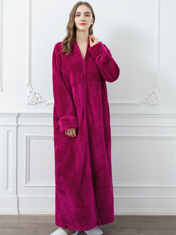 Comfortable Solid Flannel Pajama Robe