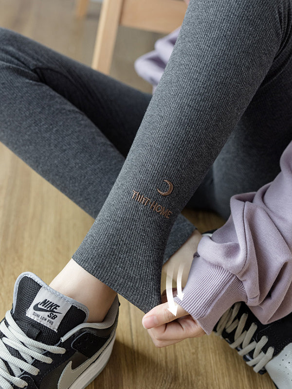 Casual Skinny Leg Letter Print Solid Color Leggings