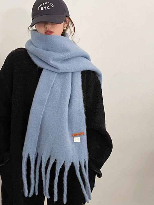 Keep Warm Tasseled Velvet Shawl&Scarf