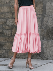Pleated Solid Color Split-Joint A-Line Loose Skirts Bottoms