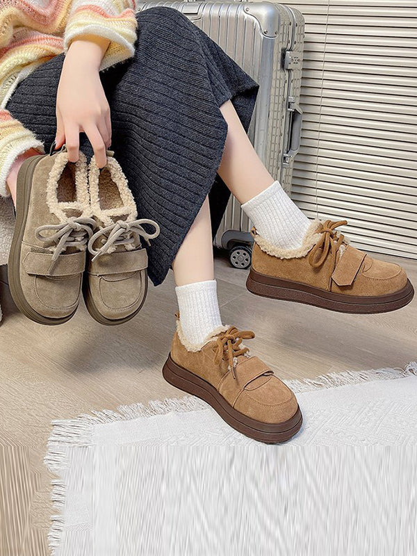 Lace-Up Split-Joint Flat Shoes