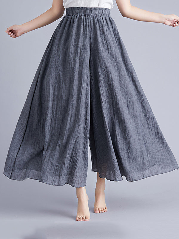 Elasticity Solid Color Loose Wide Leg Trousers Pants Culotte