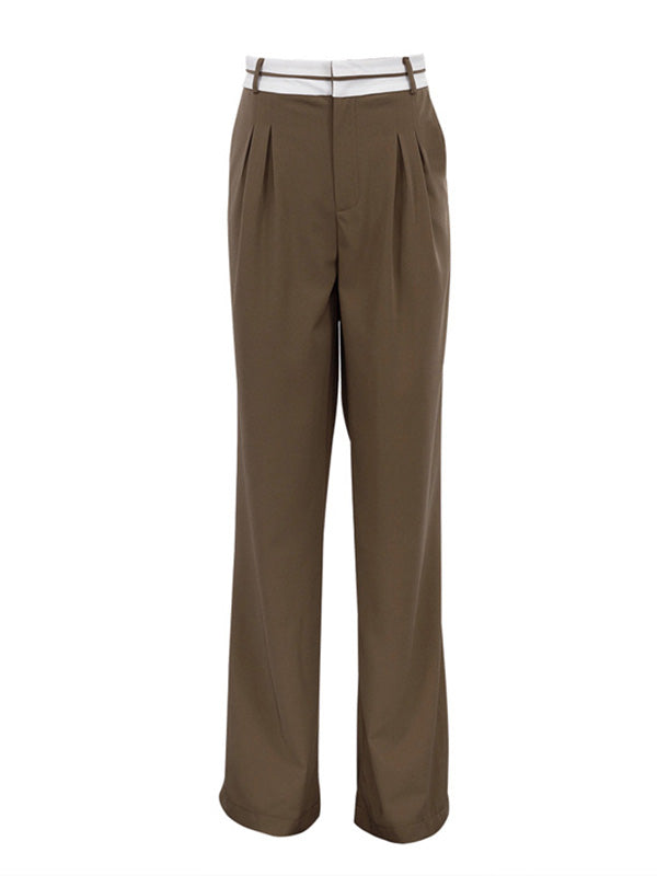 Leisure High Waisted Wide Leg Pleated Pants