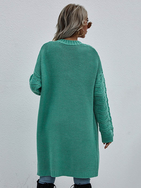 Urban Loose Solid Color Jacquard Cardigan Top
