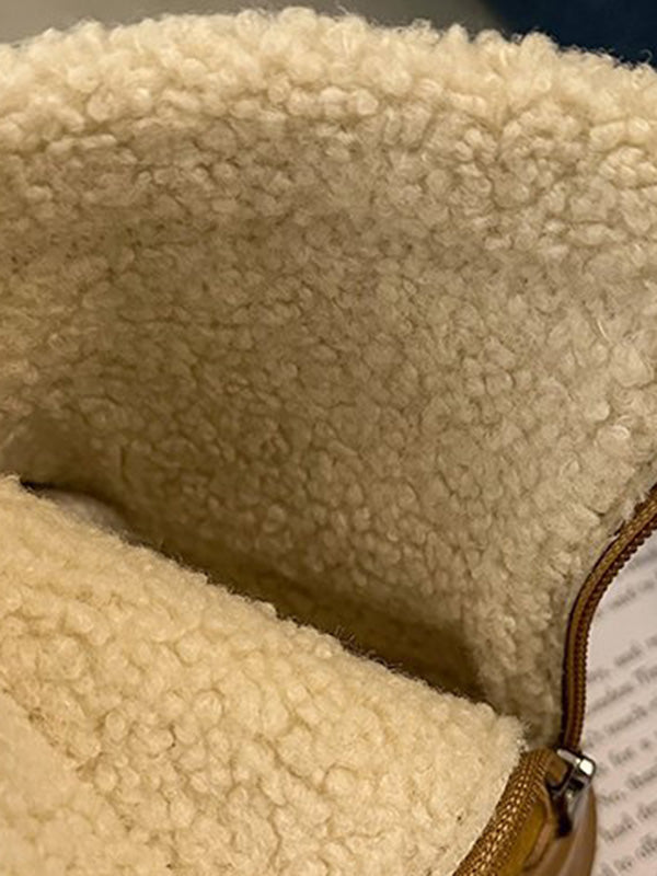 Round-Toe Split-Joint Velvet Platform Shoes Boots