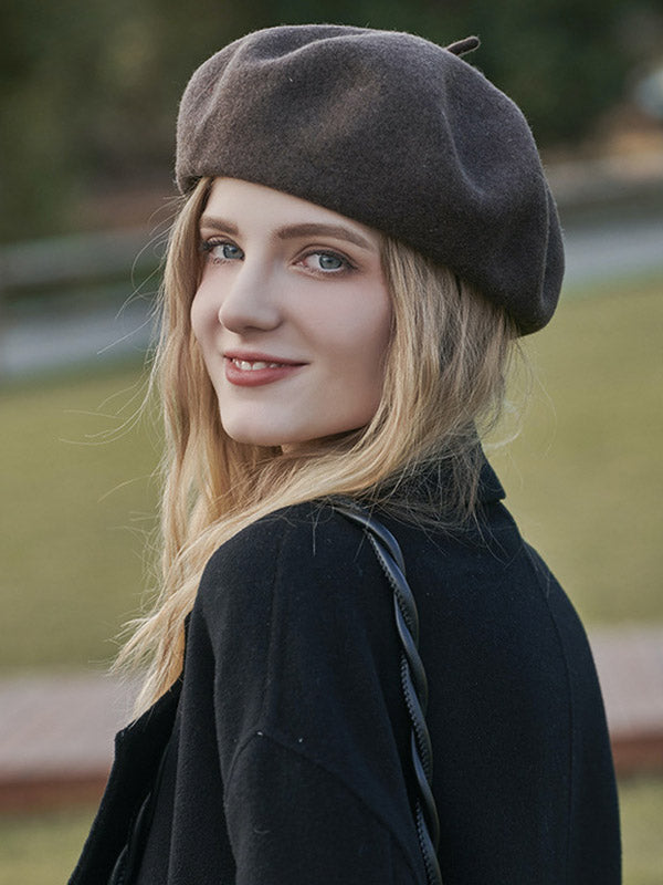 Simple Wool Solid Color Beret Hat