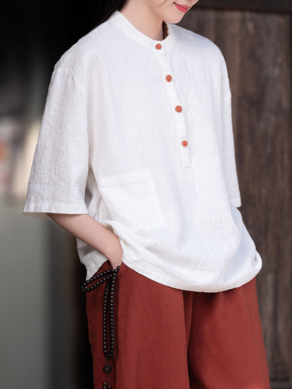 Split-Joint Half Sleeves Loose Round-neck T-Shirts Tops