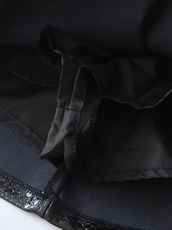 Shiny Solid Color Split-Joint A-Line Skinny Skirts