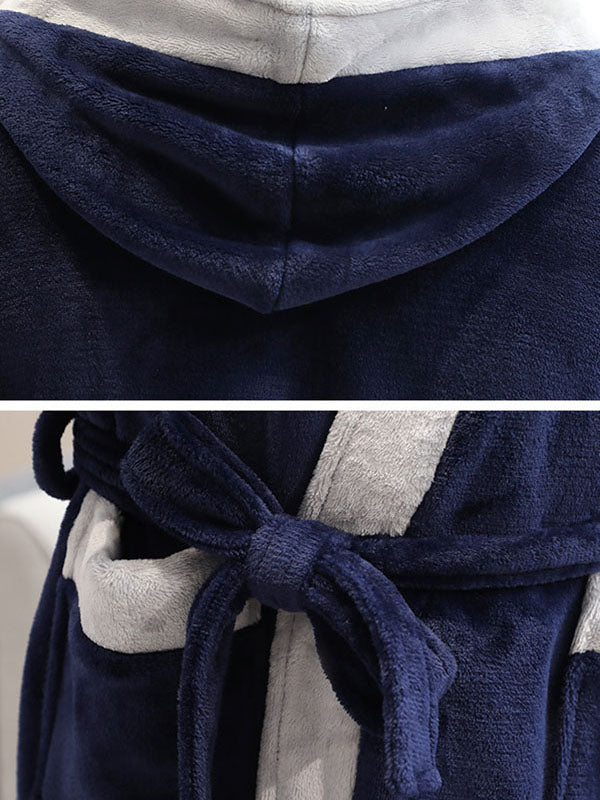 Comfortable Hooded Bandage Warm Pajama Robe
