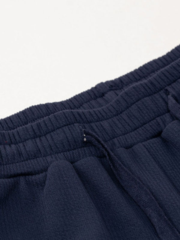 Drawstring Elasticity Solid Color Loose Straight Leg Trousers Pants