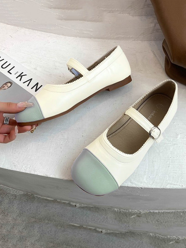Leisure Contrast Color Split-Joint Flat Heel Loafer Shoes