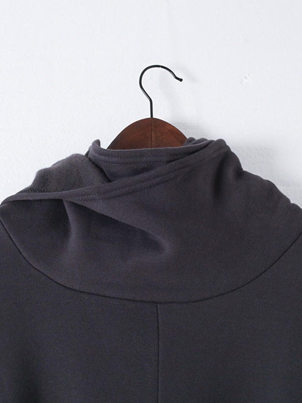 Oversize Hooded Asymmetric Split-Side Cape Dress