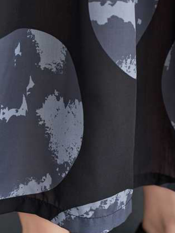 Polka-Dot Loose Short Sleeves Lapel Collar Midi Dresses