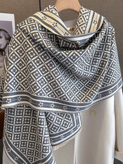 Fringed Geometric Keep Warm Shawl&Scarf