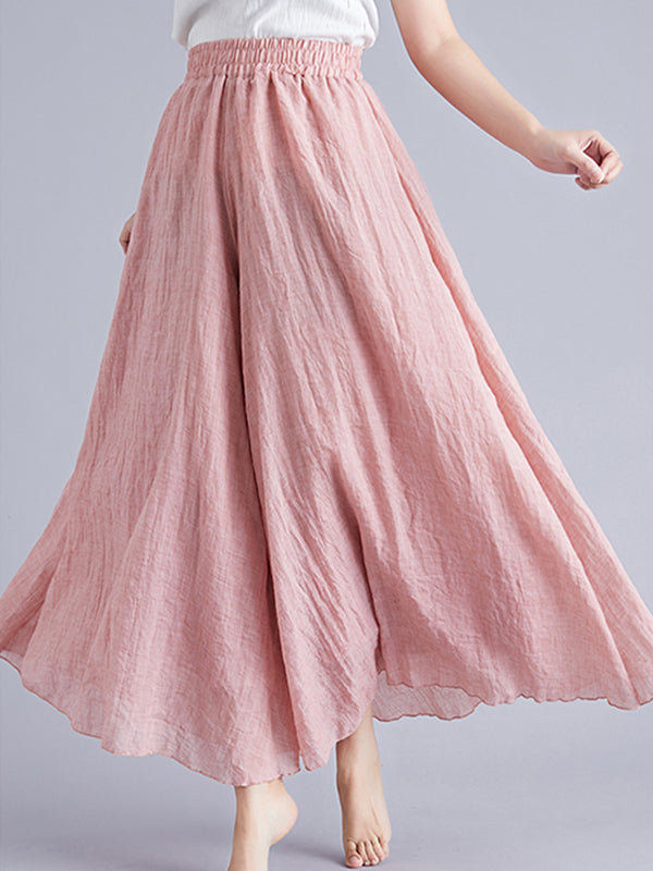 Elasticity Solid Color Loose Wide Leg Trousers Pants Culotte