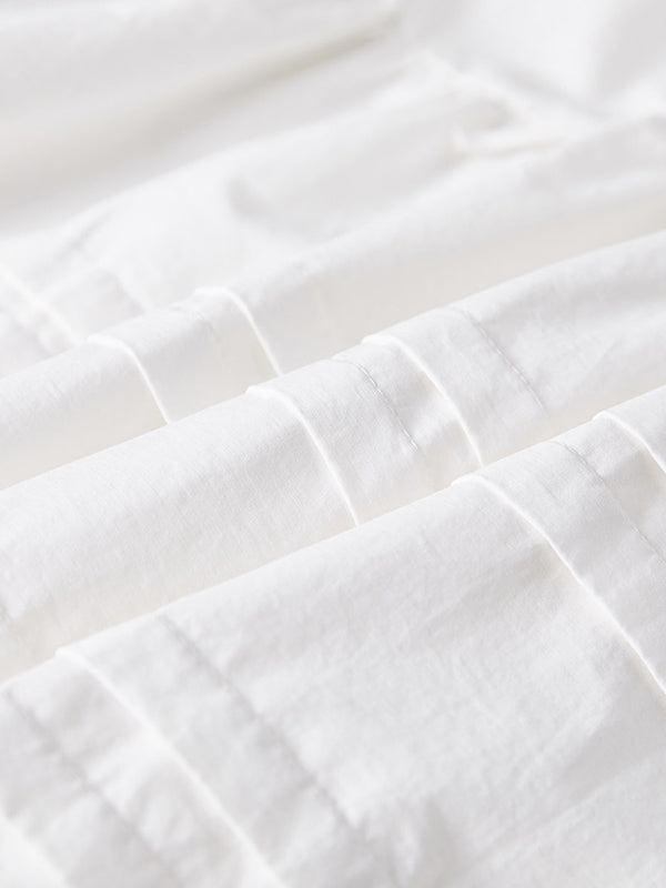 Drawstring Elasticity Pleated See-Through Solid Color Split-Joint A-Line Loose Skirts