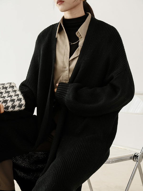 Urban Loose Solid Color Cardigan Tops