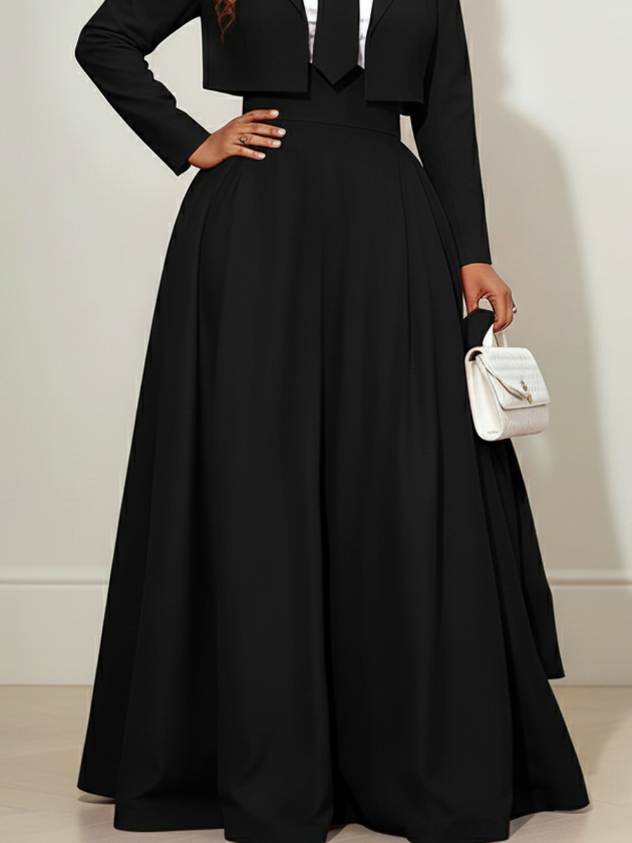 Elasticated Waist High Waisted Big Hemline Pleated Pockets Solid Color Zipper Wide Leg Pants