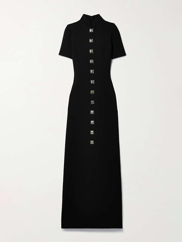 Solid Color Soccer Shorts Stand Collar Maxi Dresses
