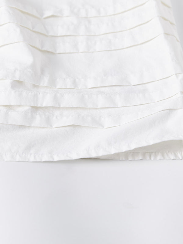 Drawstring Elasticity Pleated See-Through Solid Color Split-Joint A-Line Loose Skirts