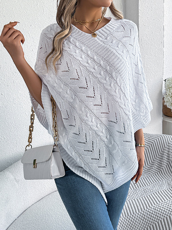 Solid Color Half Sleeves Loose V-neck Cape